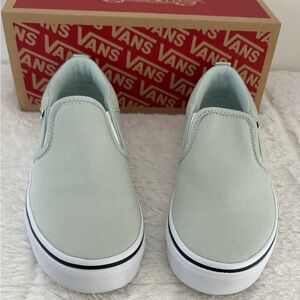 New Vans Asher Canvas Pale Aqua Slip-On Sneakers Big Girl Size 4 NEW